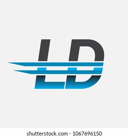 LD initial logo company name colored black and blue, Simple and Modern Logo Design.