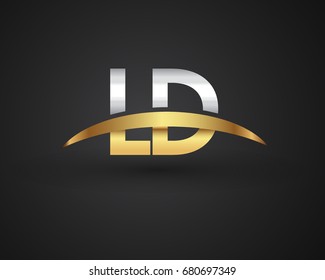 LD initial logo company name colored gold and silver swoosh design. vector logo for business and company identity.
