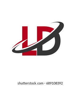 LD initial logo company name colored red and black swoosh design, isolated on white background. vector logo for business and company identity.