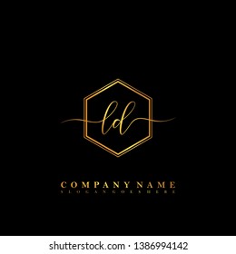 LD Initial luxury handwriting logo vector