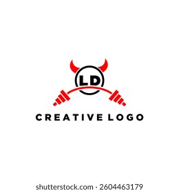 LD initial monogram for fitnes or gym logo with devil style design