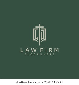 LD initial monogram for law firm with sword and shield logo image