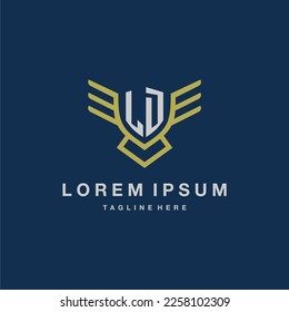 LD initial monogram logo for creative eagle line image vector design