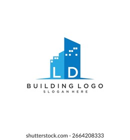 LD inicial monograma de bienes raíces para la construcción