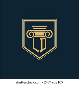 Logotipo de abogado de la firma de abogados LD Initials con elemento de derecho creativo