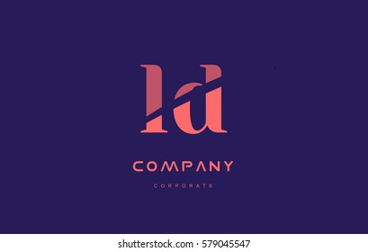 ld l d alphabet small letter blue pink creative design vector company logo icon template 