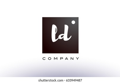 LD L D black white handwritten handwriting alphabet company letter logo square design template dot dots creative abstract