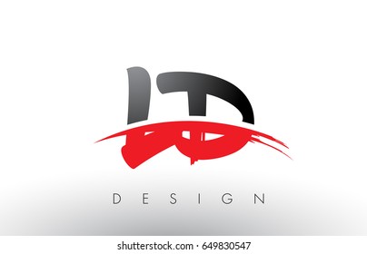 LD L D Brush Logo Letters Design with Red and Black Colors and Brush Letter Concept.