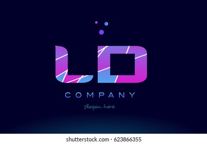 ld l d  creative color blue background pink purple magenta alphabet letter company logo vector icon