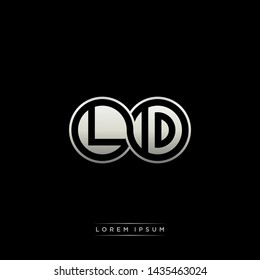 LD L D initial letter linked circle capital monogram logo modern template silver color edition