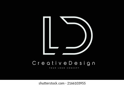 Diseño del logotipo de la carta LD L D en colores blancos. Ilustración del logotipo del icono del vector de letras modernas creativas.