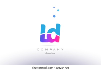 ld l d  pink purple blue white uppercase lowercase modern creative alphabet gradient company letter logo design vector icon template