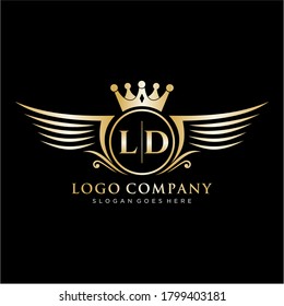 LD Letter Initial with Royal Wing Logo Template.