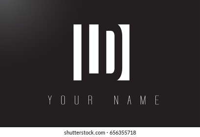 LD Letter Logo With Black and White Letters Negative Space Design.
