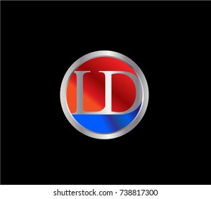 LD Letter logo Design in a circle. Blue and silver colored
