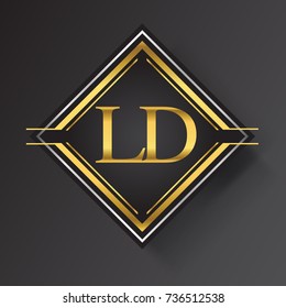 LD Letter logo in a square shape gold and silver colored geometric ornaments.