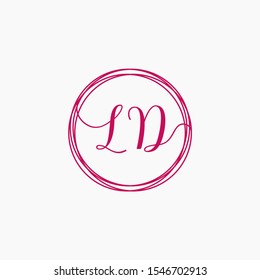 LD Letter logo template. Creative fashion logo design, couple letter , beauty icon. Initial handwriting or handwritten logo for identity. Logo with hand drawn style. wedding concept -vector