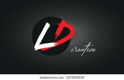 LD Letters Brush Paint Logo icon, Elegant Vector Design