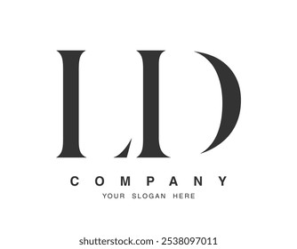 LD logo design. Initial letter l and d serif font style. Creative classic company name typography. Trendy logotype or identity. Vector illustration.