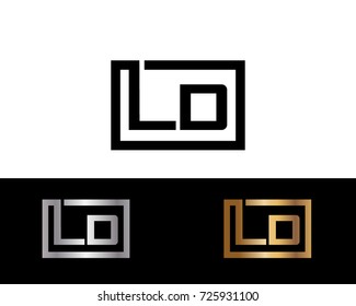 LD Logo. Letter Design Vector with Black Gold Silver Colors



