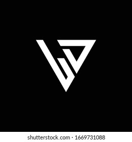 LD Logo letter monogram with triangle shape design template isolated on black background