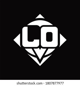 LD Logo monogram with circle shape and square rotate rounded design template on black background