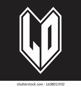 LD Logo monogram with emblem line style isolated on black background