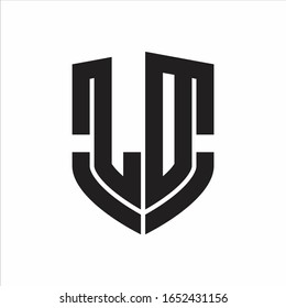 LD Logo monogram with emblem shield shape design isolated on white background