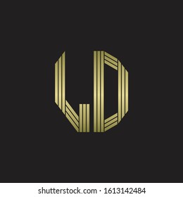 LD Logo monogram outline style linked isolated with gold colors