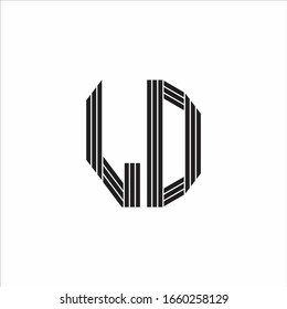 LD Logo monogram outline style linked isolated on white background