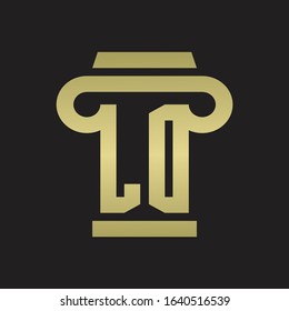LD Logo monogram with pillar style design template with gold colors