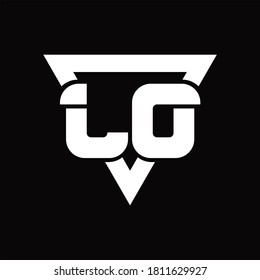 LD Logo monogram with triangle shape rounded design template on black background