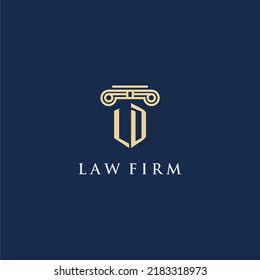 LD monogram initial logo for lawfirm with pillar design