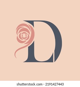 LD monogram logo. Letter l, letter d alphabet initials. Lettering sign isolated on light fund. Decorative style icon. Rose flower petals font monogram. Wedding, gift boutique, card signature.