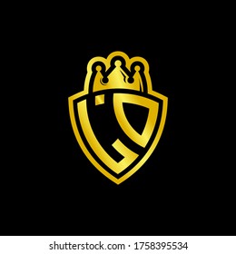 LD monogram logo with shield and crown style design template isolated on black background