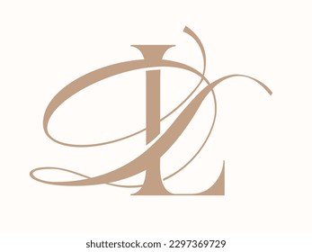 LD monogram logo signature icon. Alphabet initials serif letter l, handwriting letter d. Lettering sign. Modern deco design, fashion, beauty spa, wedding style characters elegant calligraphy.