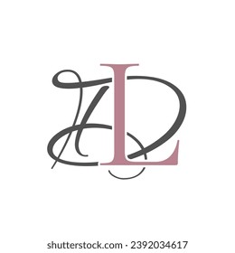 LD monogram logo signature icon. Alphabet initials serif letter l, handwriting letter d. Lettering sign. Modern deco design, fashion, beauty spa, wedding style characters elegant calligraphy.