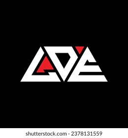 LDE triangle letter logo design with triangle shape. LDE triangle logo design monogram. LDE triangle vector logo template with red color. LDE triangular logo Simple, Elegant, and Luxurious design.