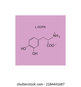 chemische Struktur L-DOPA auf violettem Hintergrund.