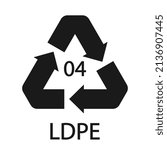 LDPE 04 recycling code symbol. Plastic recycling vector low density polyethylene sign.