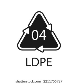 LDPE 04 recycling code symbol. Plastic recycling vector low density polyethylene sign.