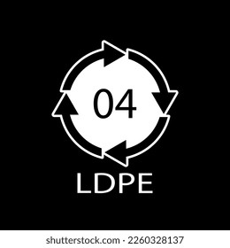 LDPE 04 recycling code symbol. Plastic recycling vector low density polyethylene sign.