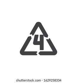 LDPE 4, industrial marking plastic vector icon. filled flat sign for mobile concept and web design. Low-density polyethylene glyph icon. Symbol, logo illustration. Vector graphics