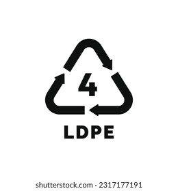 LDPE 4 plastic recycle symbol icon vector