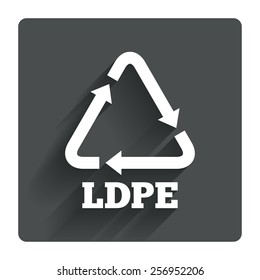 Ld-pe icon. Low-density polyethylene sign. Recycling symbol. Gray flat square button with shadow. Modern UI website navigation. Vector