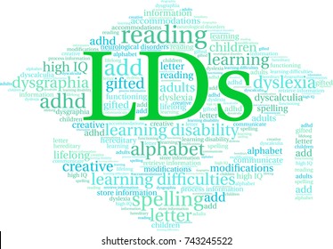 LDs word cloud on a white background. 