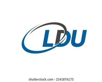LDU letter creative modern elegant swoosh logo design