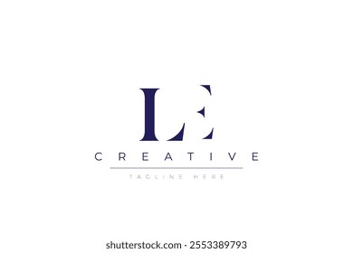 LE abstract minimalist letters Logo Monogram. It is a minimalist logo, this logo is made by combining two letters