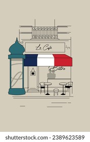 Le Café, Bistro, Paris, Frankreich, Gebäude, Architektur mit Morris Column Szene