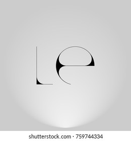 LE Black thin minimalist LOGO Design with Highlight on Gray background.